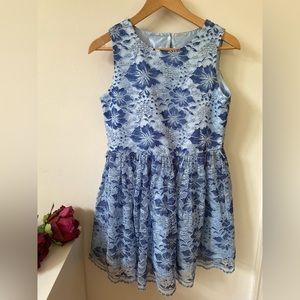 Children's Place Blue Floral Lace Kids Dress Girls Size 16